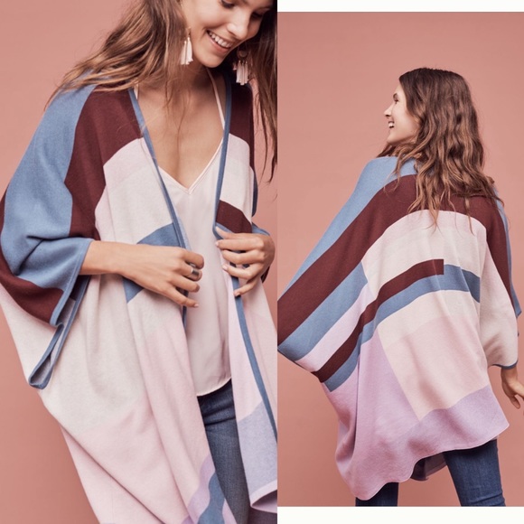 Anthropologie Geometric Poncho Cardigan Sweater - Picture 3 of 8